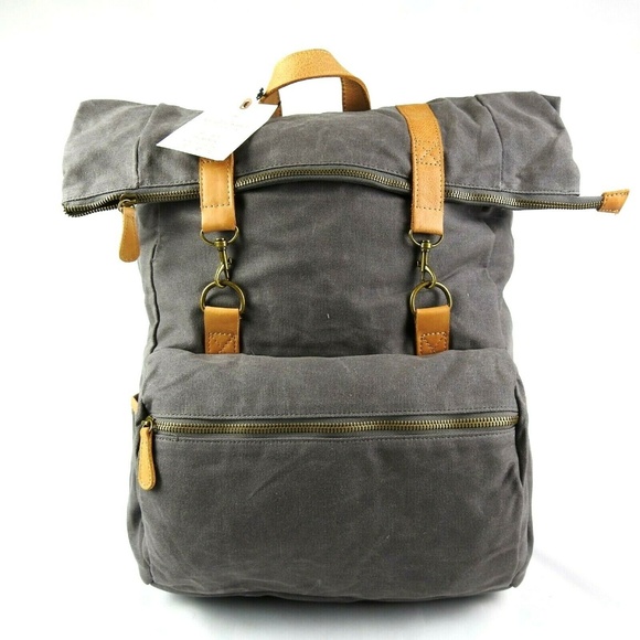 Hearth & Hand Other - Waxed Canvas & Leather Bag Roll Top